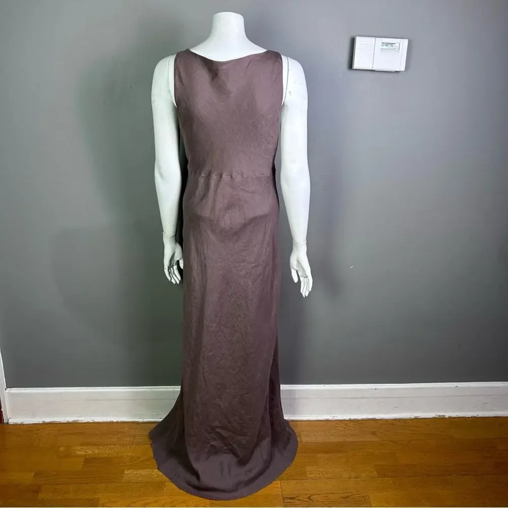 J. Crew‎ dress size 12 Tall long line linen brown minimalist relaxed slimming
